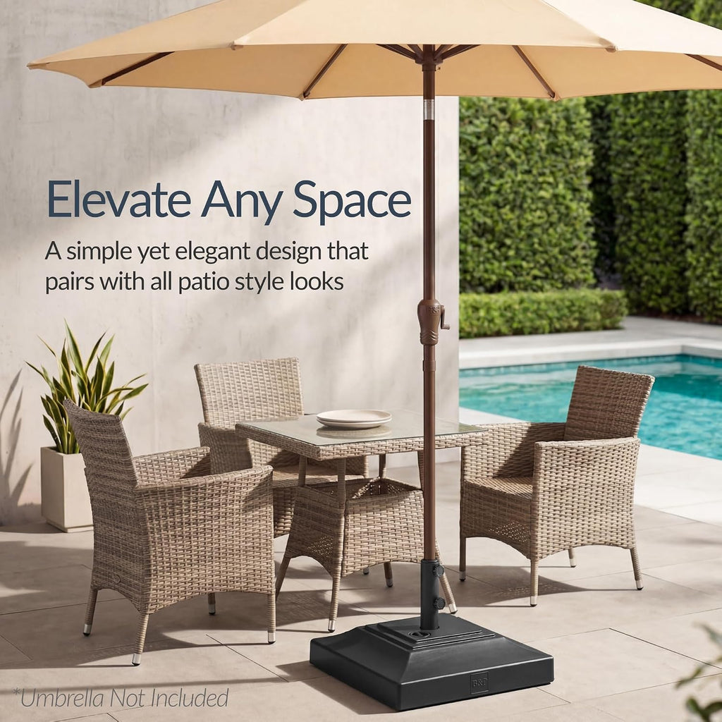 Fillable Umbrella Base Stand Pyramid Design Plastic Patio Umbrella Base Stand, Pole Holder w/ 55lbs Weight Capacity