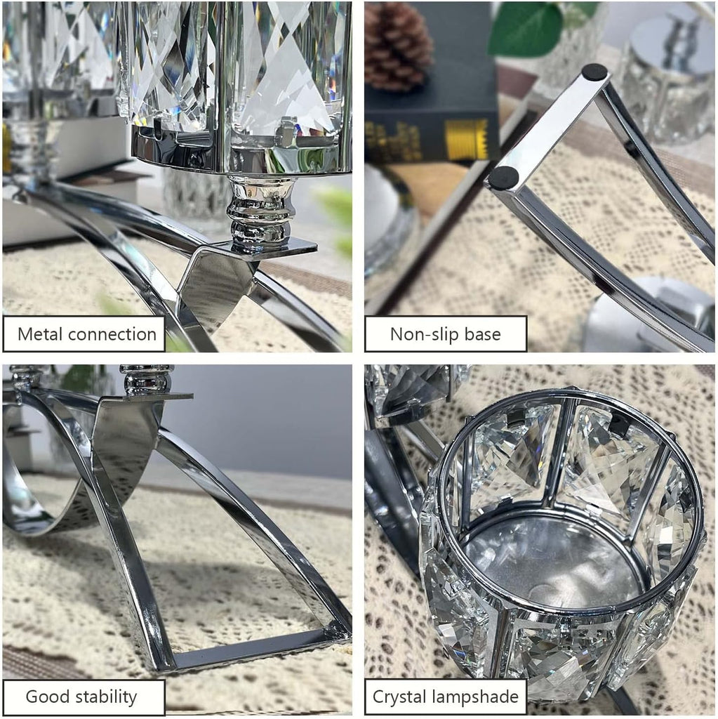 3 Arms Crystal Candle Holders, Arch Candlestick Table Candelabras Centerpieces, Dinning Room, Cabinet Ornaments, Home