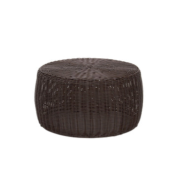 Round Handwoven Resin Storage Stool Ottoman, Brown