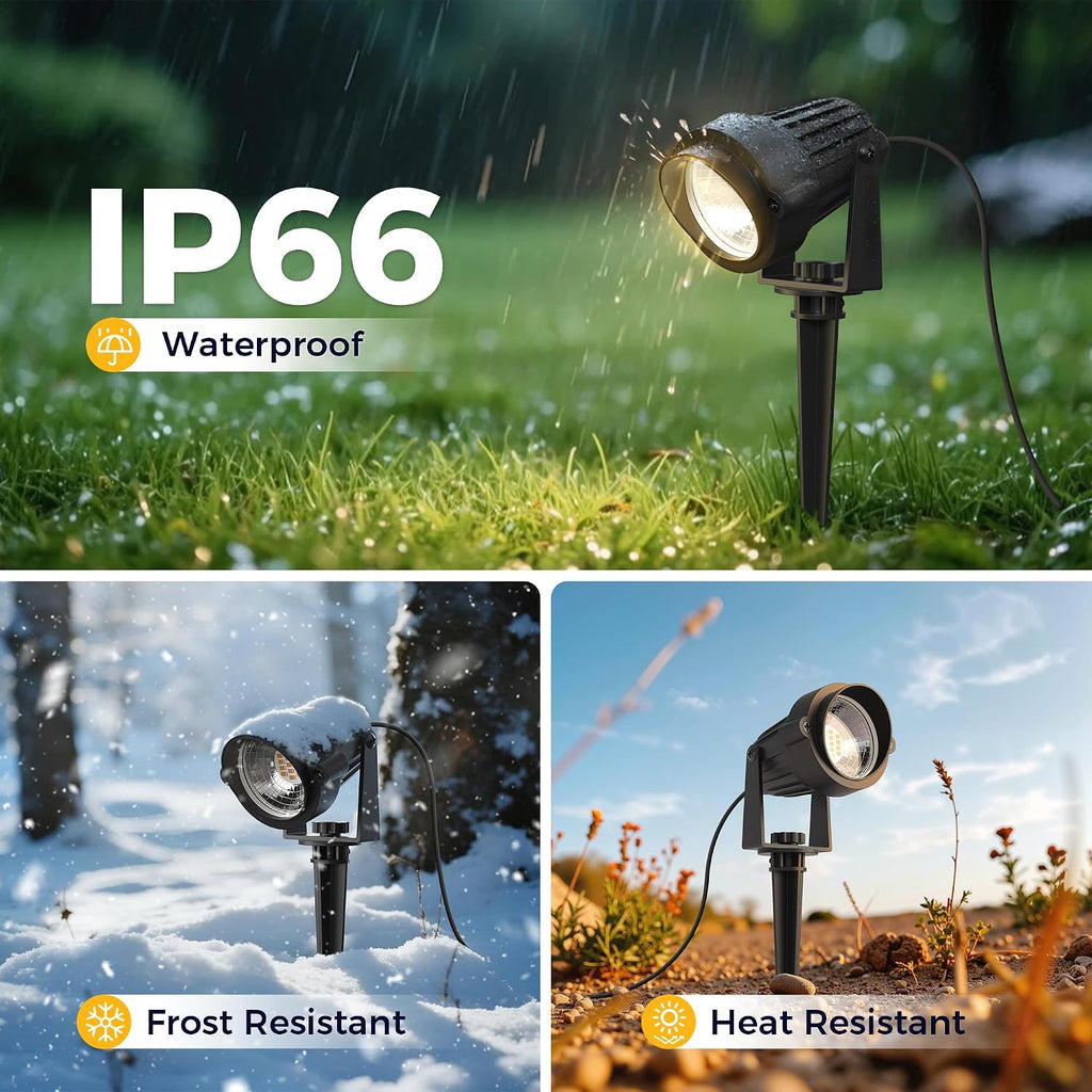 5W Dusk to Dawn Outdoor Spotlight 3000K Landscape Light 2 Pack | Auto On/Off Landscape Lighting, IP66 Waterproof Plug