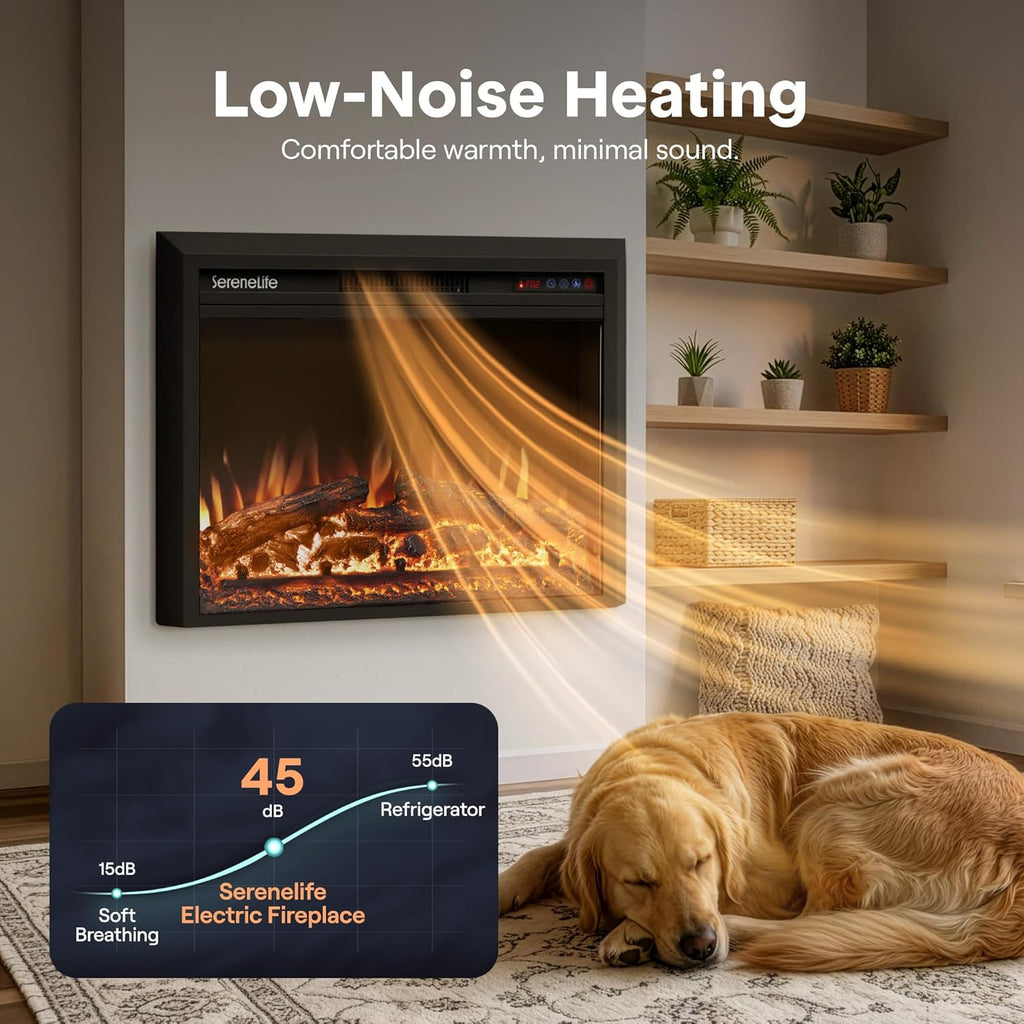Electric Fireplace Insert with Heater | Smart Wi-Fi App Control & Remote | 700W/1500W Adjustable Thermostat