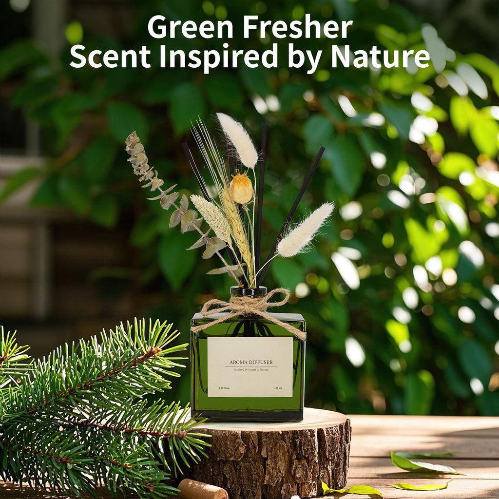 Reed Diffuser, 6.09 oz Jasmine Lily Scent Diffuser with Sticks & Dried Flowers, 120 Days Long Lasting reed diffusers