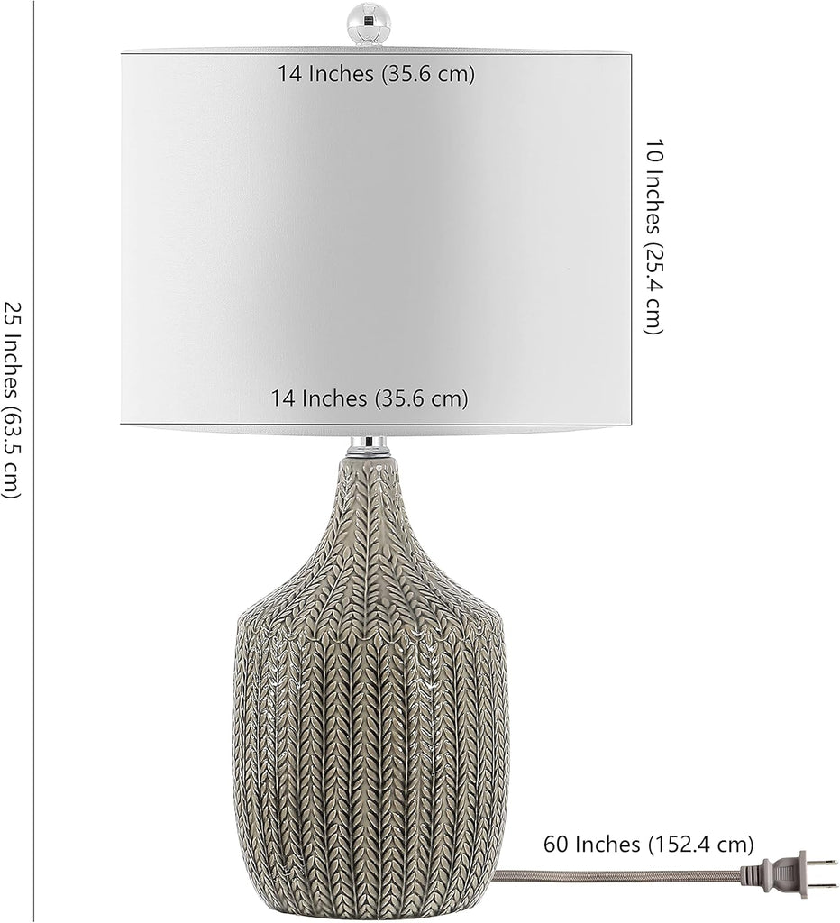 Secia Modern Grey Ceramic 25-inch Bedroom Living Room Home Office Desk Nightstand Table Lamp (LED Bulb Included)