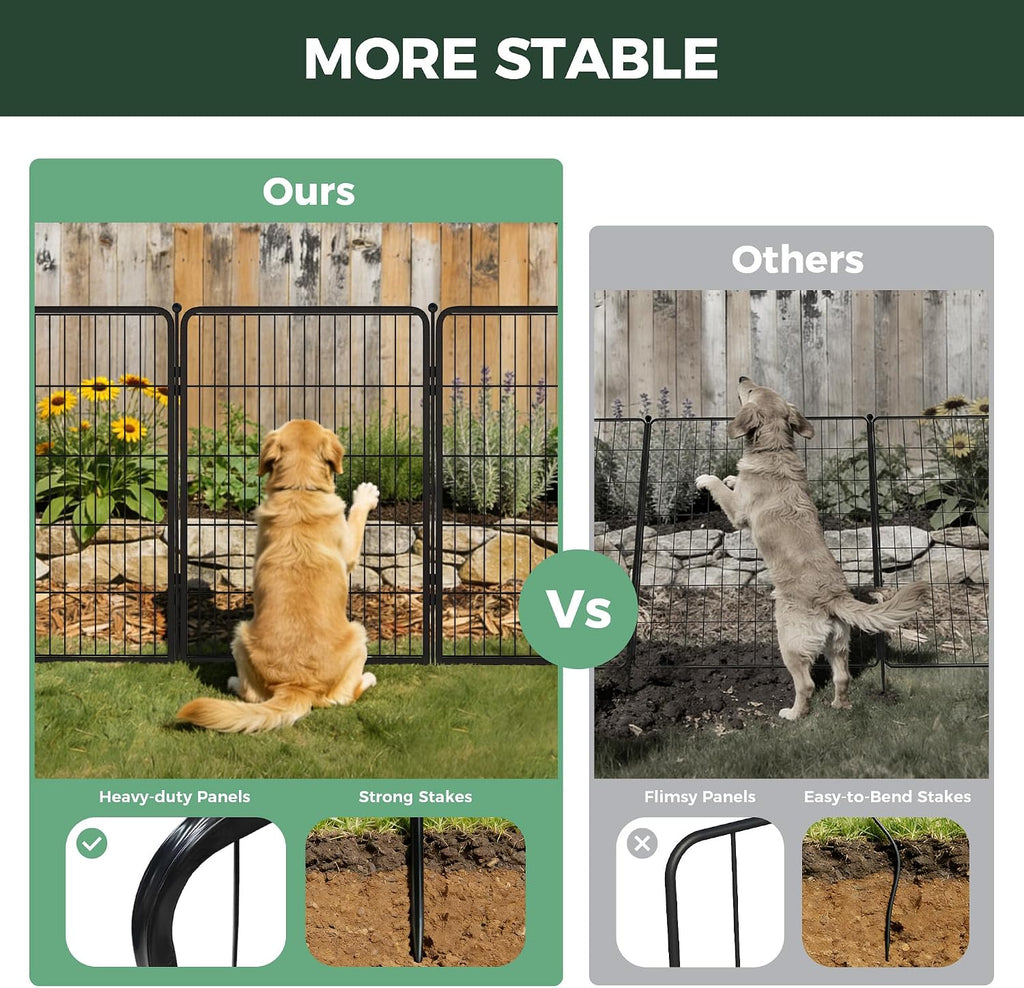 Garden Fence Outdoor for the Yard - 40in(H) x 18.2ft(L) Heavy Duty Metal Animal Barrier for Dog, No Dig Decorative