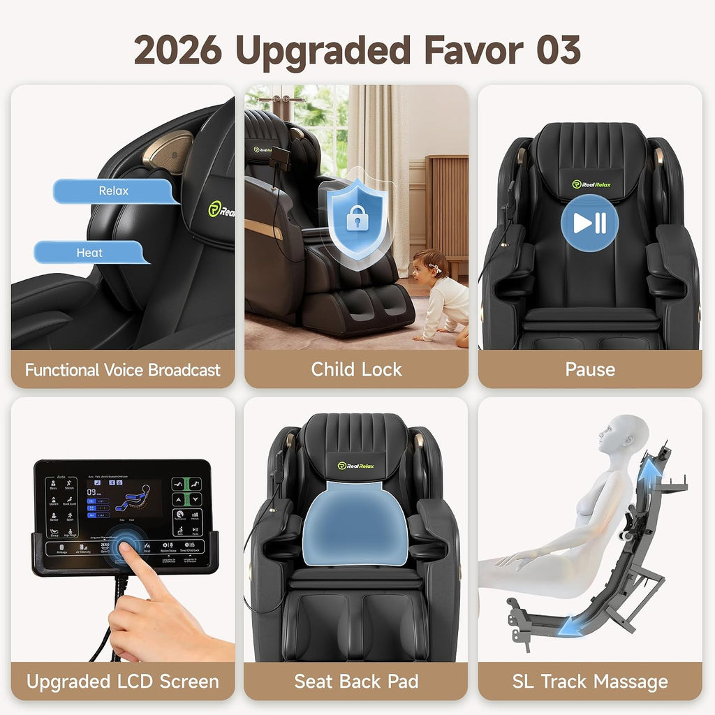 2026 Upgraded 2D SL-Track Massage Chair,Recliner Full Body Zero Gravity with 8 Auto Modes and Upgraded LCD