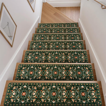 Floral Stair Treads Non-Slip Stair Runner for Wooden Steps 15PC 30"x8"
