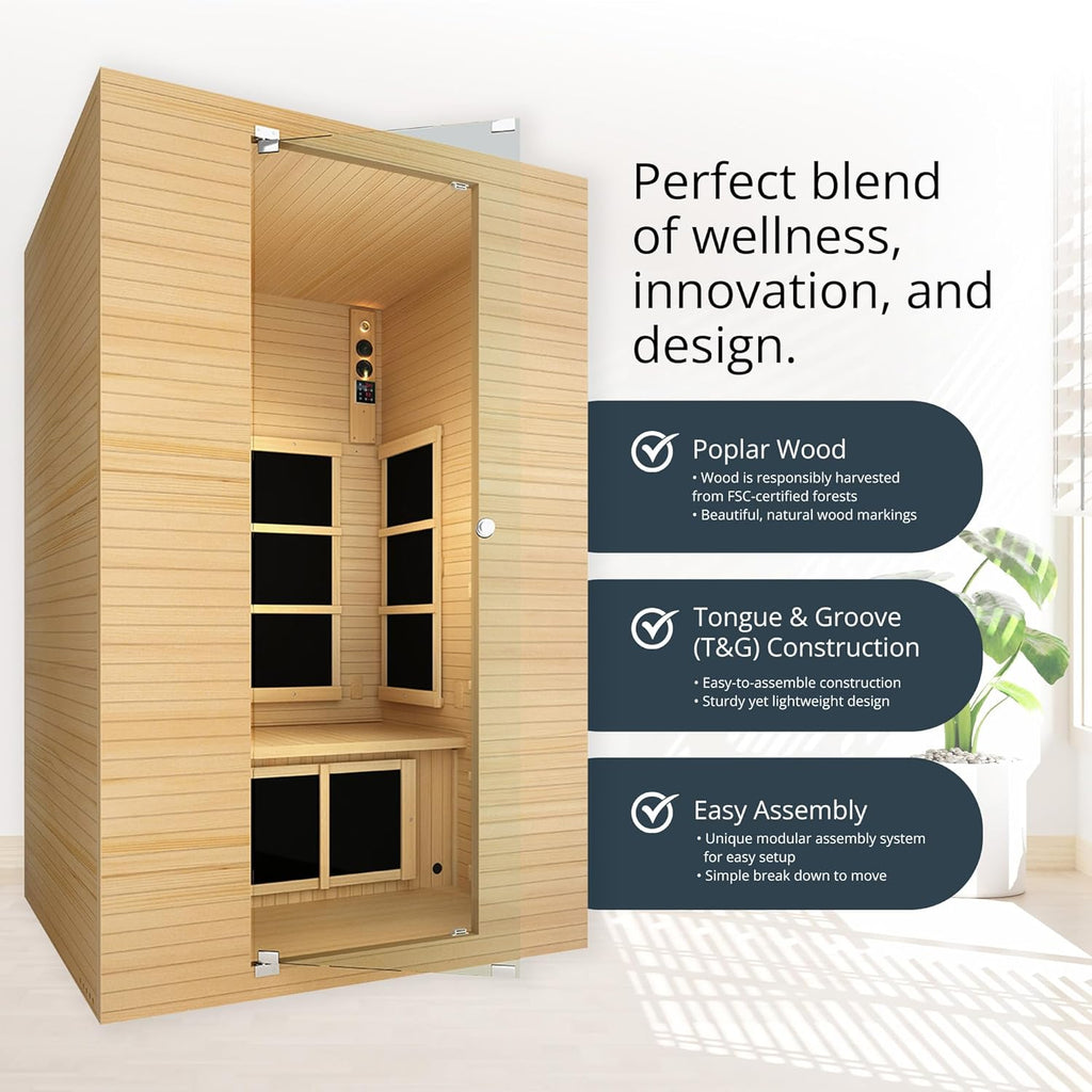 Joyous Flex 2 Person Low EMF Far Infrared Sauna with Reversible Door