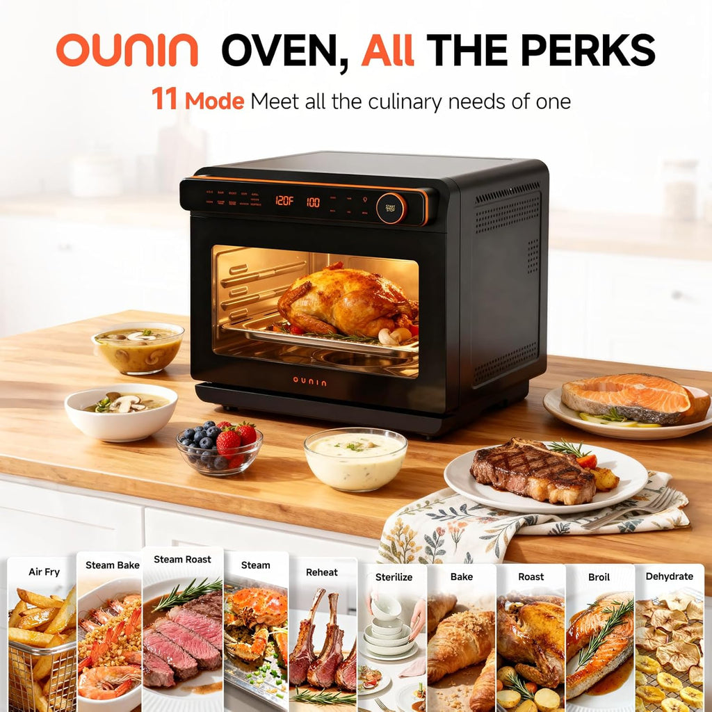 24L Steam and Air Fryer Combo Countertop Oven,11-in-1 Convection Baking and Steam,Bake,Broil,Dehydrate,304 Stainless