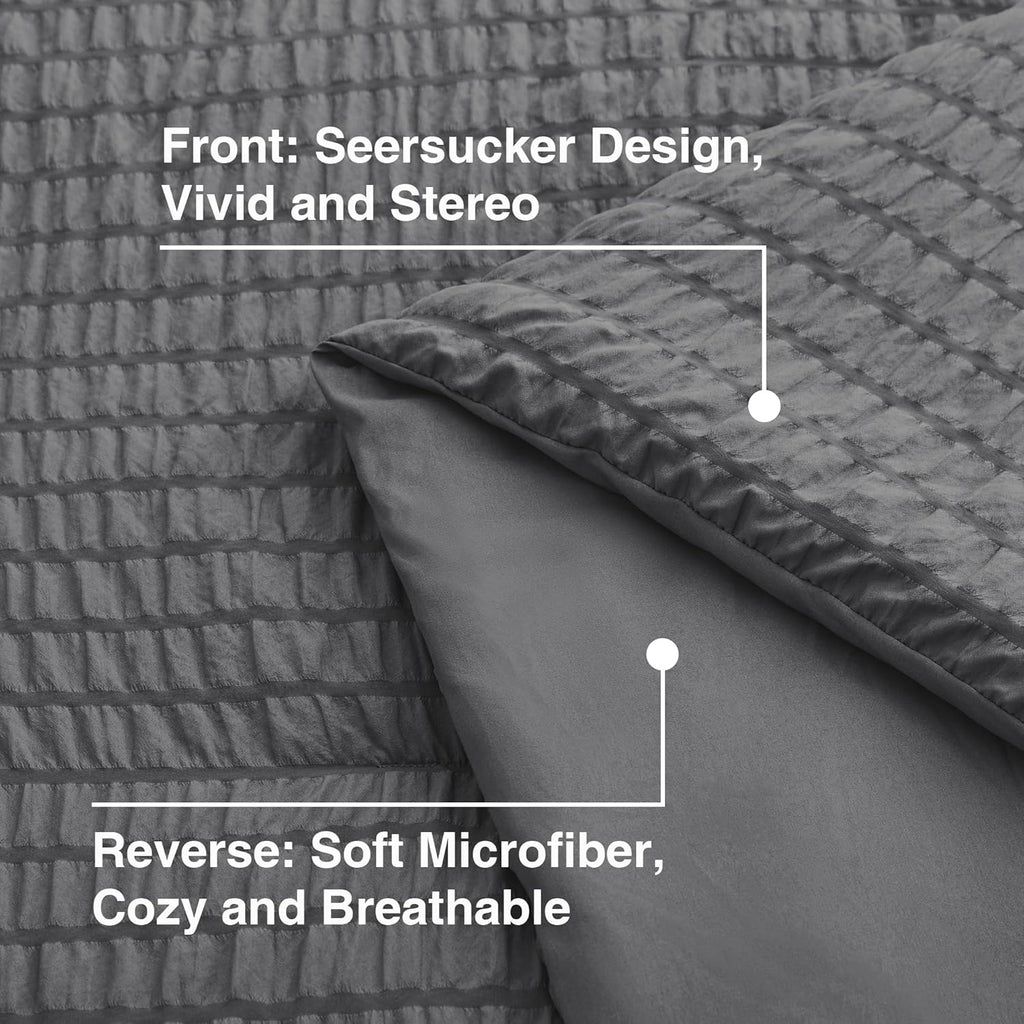 Seersucker Dark Grey Comforter Set