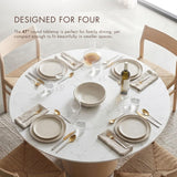 Sonya Modern Round Dining Table with Drum Base and Faux Marble Stone Top, Easy Assembly for Home, Kitchen and Living