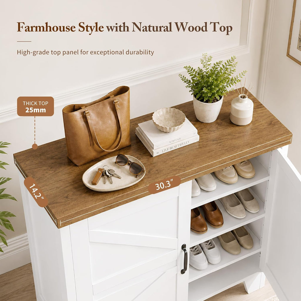 Shoe Cabinet, Modern Farmhouse Entryway Shoe Storage Cabinet with Doors, Adjustable Shelves,Hidden Shoe Storage