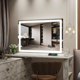 Vanity Mirror with Lights, 32" x 22" Large Lighted Vanity Mirror with Dimmable 3 Modes, LED Makeup Mirror, USB