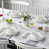 12 Pieces Porcelain Dinnerware Set, Modern White Dish Set for 4, Premium Serving Plates and Bowls Sets