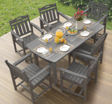 7-Piece HDPE Outdoor Patio Furniture Set - Dining | Grey All-Weather Resistant for Backyard, Garden & Porch