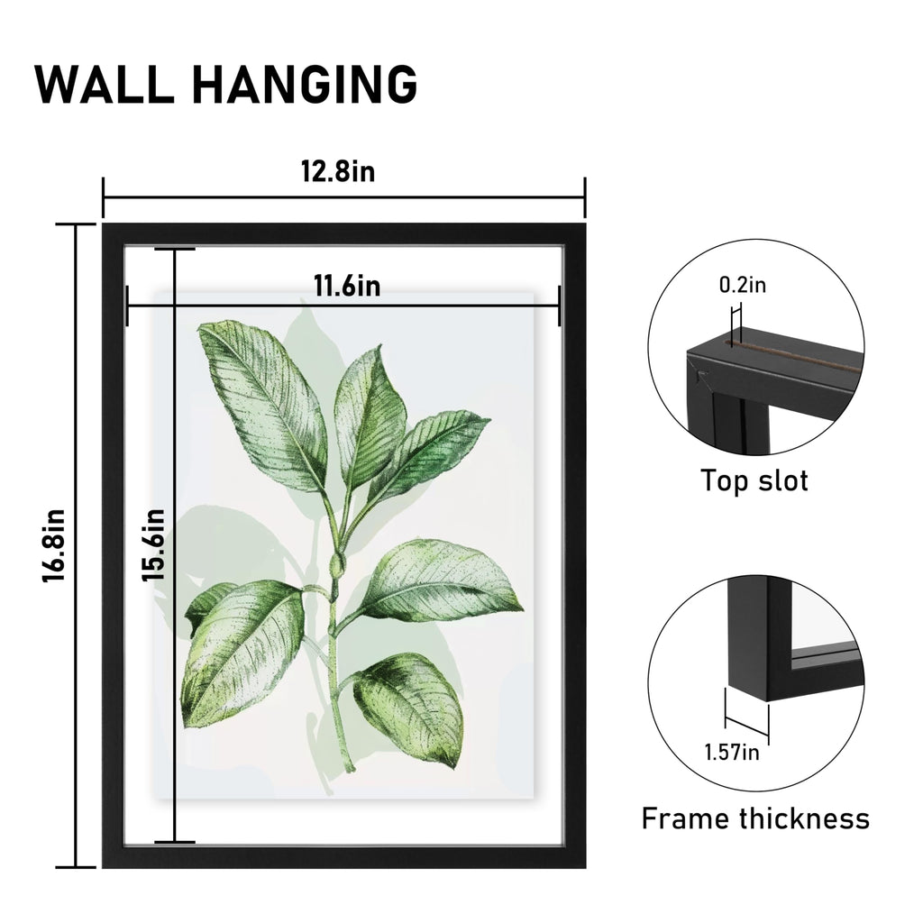 12x16 Floating Picture Frame, Black