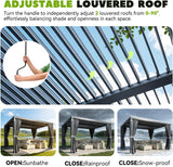 Louvered Pergola 10x12, Outdoor Rustproof Shelter with Adjustable Roof
