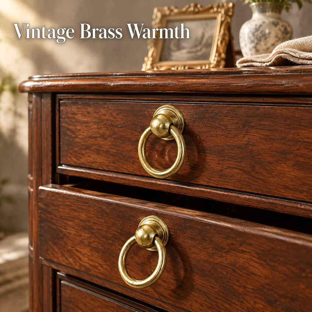 Brass Drop Ring Pulls, 1.6 Inch Antique, 2Pcs