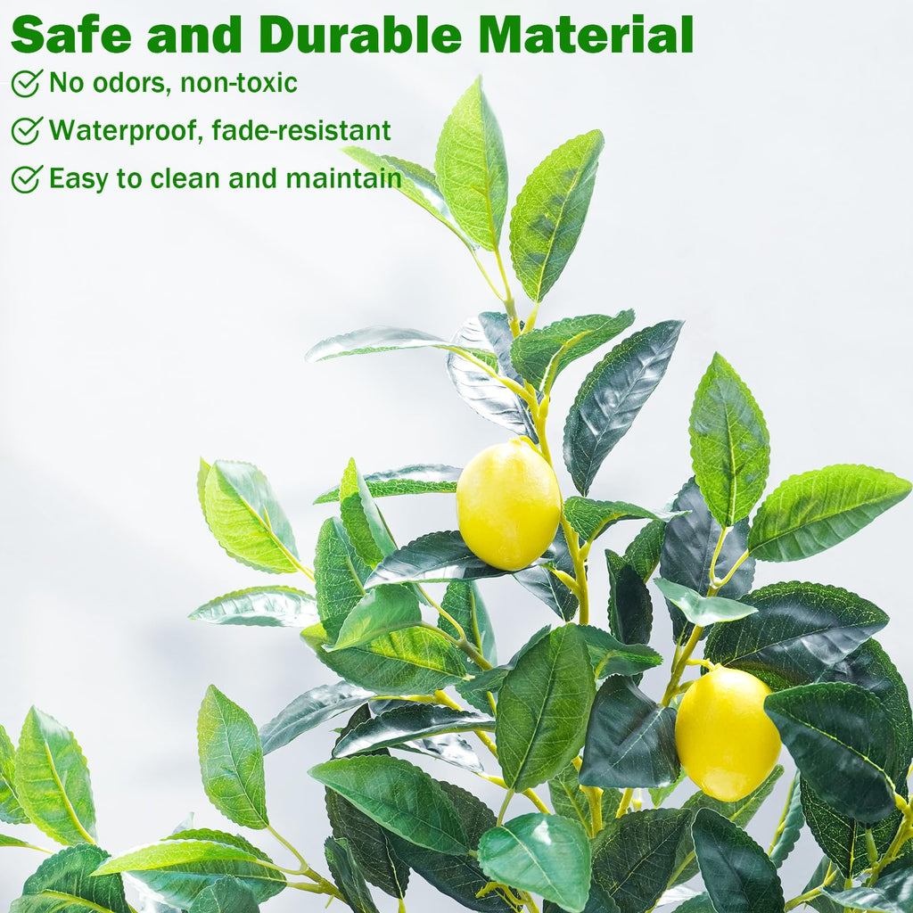 Artificial Lemon Tree 2FT, Faux Tabletop Tree with Planter