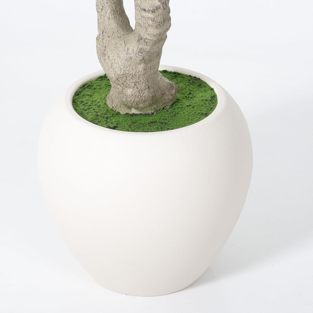 Olive Tree Tall Faux Potted Plant White Pot (8FT)