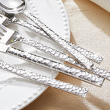 40-Piece Hammered Silverware Set, 18/10 Stainless Steel Flatware Set for 8, Cutlery Set