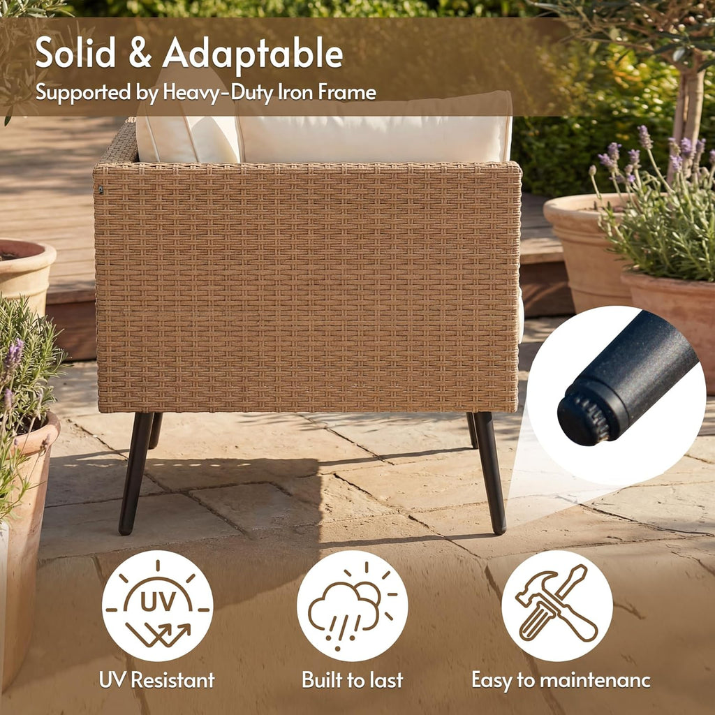 5-Piece Tight Weave Outdoor Patio Sectional, Luxe Outdoor Sofa with Premium Polyester & Ergonomic Design, All-Weather