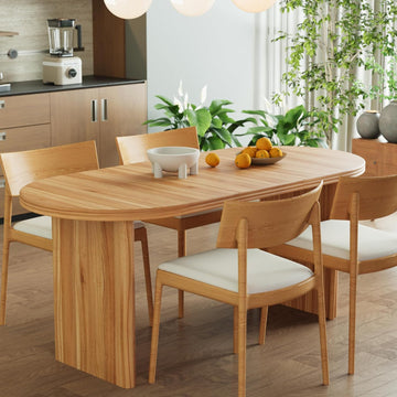 55.12"-70.87" Farmhouse Extendable Oval Dining Table for 4-6, Modern Solid Wood Kitchen & Dining Table with Removable