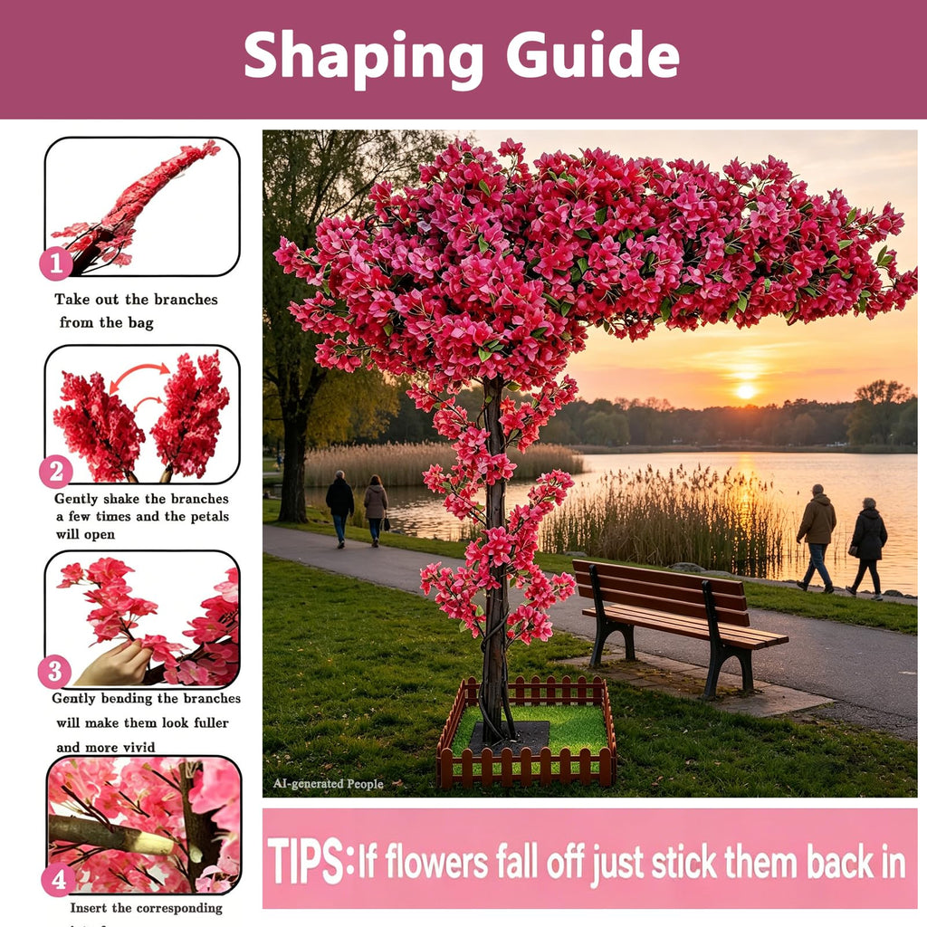 6FT Red Wedding Bougainvillea Artificial Tree Large, Artificial Cheery Trees Indoor Outdoors Decor, Tall Handmade Fake
