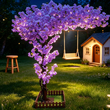 10FT Tall Artificial Cherry Blossom Trees Purple for Indoor Outdoors, Faux Fake Cherry Blossom Tree Living Room
