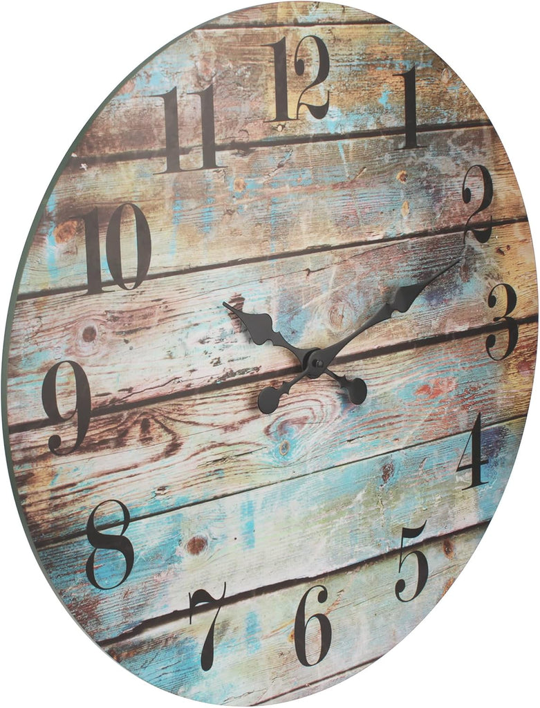 Vintage Farmhouse Wooden 23 Inch Round Battery Operated Hanging Wall Clock