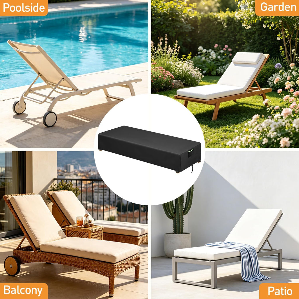 600D Outdoor Chaise Lounge Chair Cover Waterproof - Set of 2