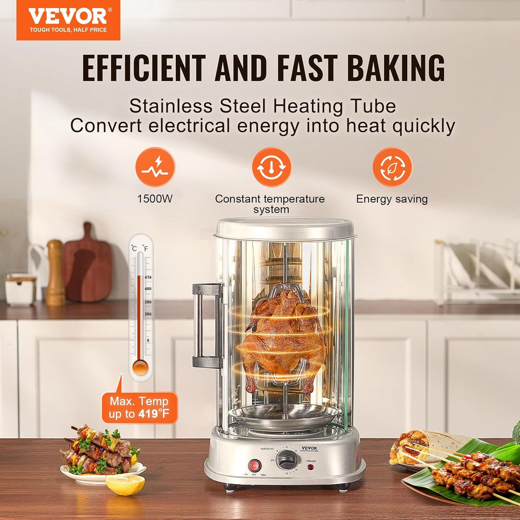 Shawarma Grill Machine, Vertical Chicken Shawarma Cooker Machine Countertop, Electric Stainless Steel Broiler Gyro