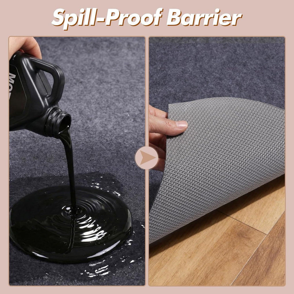 Non-Slip Rug Pad 6' x 9' - Felt & Rubber Underlay in Dark Gray, Waterproof & Grippy for Hardwood, Tile, Laminate - Set of 54