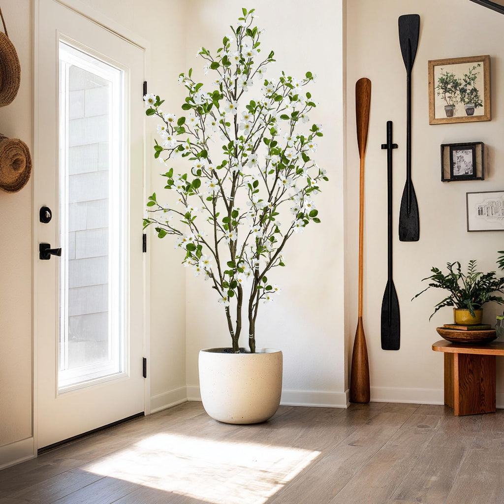 Artificial White Dogwood Flower Tree 7ft