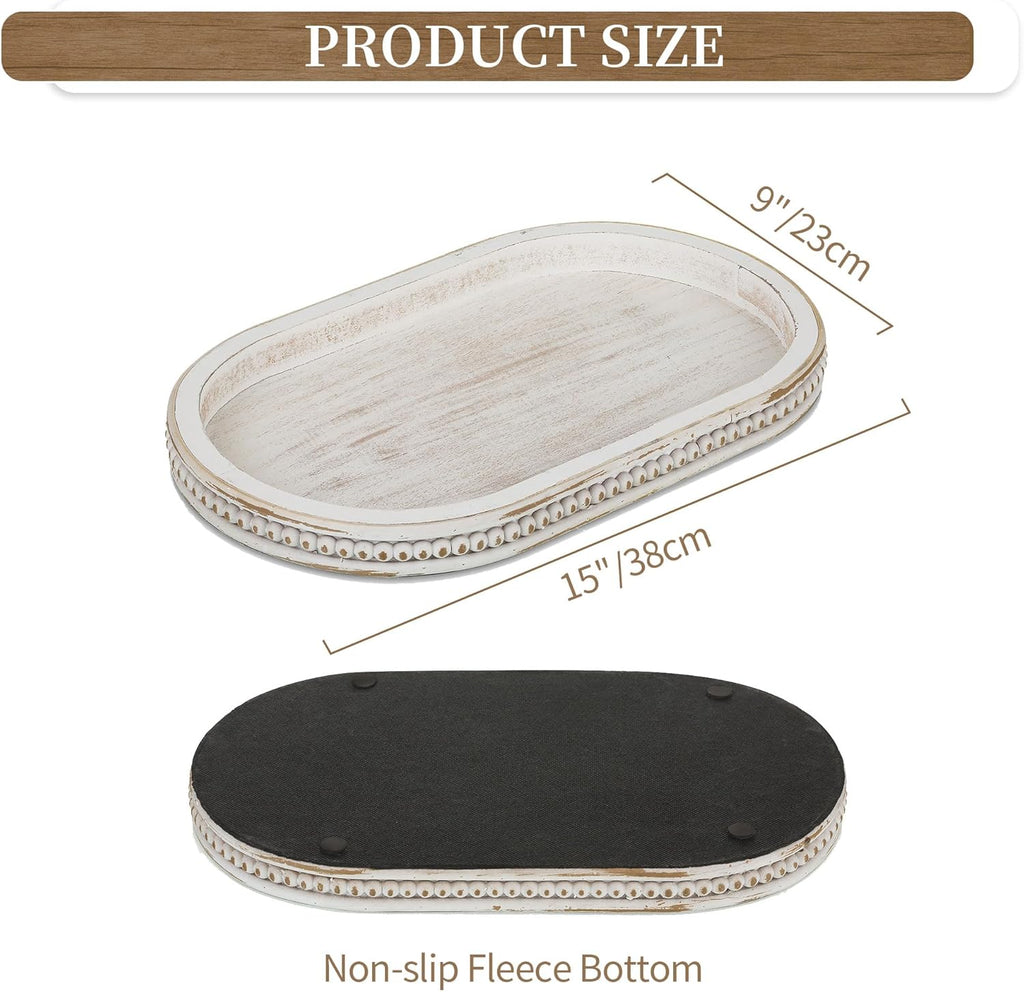 Decorative Trays for Coffee Table : White Oval Centerpiece Tray Wood Entry Table Decor Round Bathroom Tray Kitchen