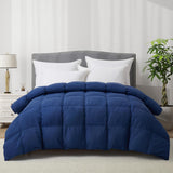 Luxury Goose Feather Down Fiber Comforter Queen, 300TC Blue Cotton Blended Duvet Insert