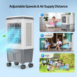 1400CFM Evaporative Air Cooler, 5.2 Gal Portable Swamp Cooler with Auto Oscillating, Remote, 3 Speeds