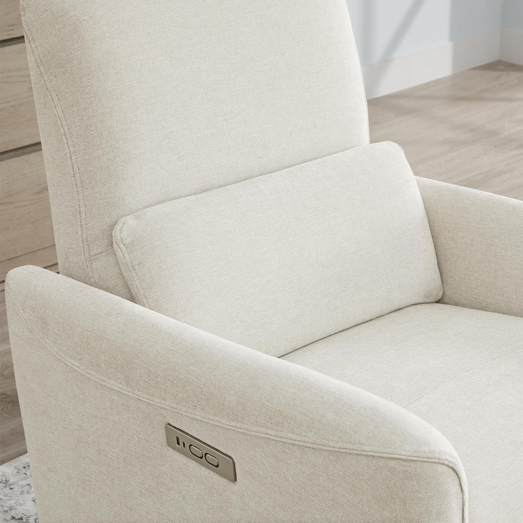 Power Swivel Glider Recliner Chair, Nursery Glider, Fabric in Linen | FSC Certified Upholstery Rocking Chair, Power