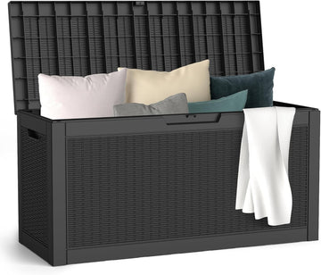 Outdoor Storage Box, 66 Gallon Waterproof Deck Boxes, Large Lockable Pool Storage Bins for Package Delivery, Porch