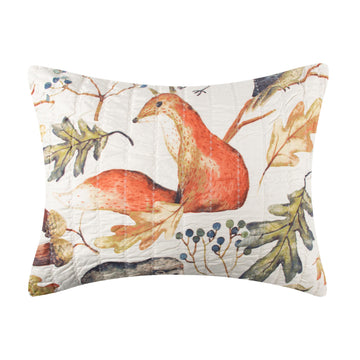Willow Novelty Forest Animals Quilted Pillow Sham, Standard, Natural