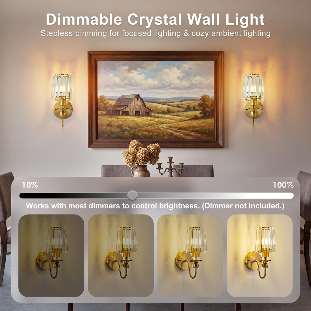 Hardwired Crystal Wall Sconces Set of 2