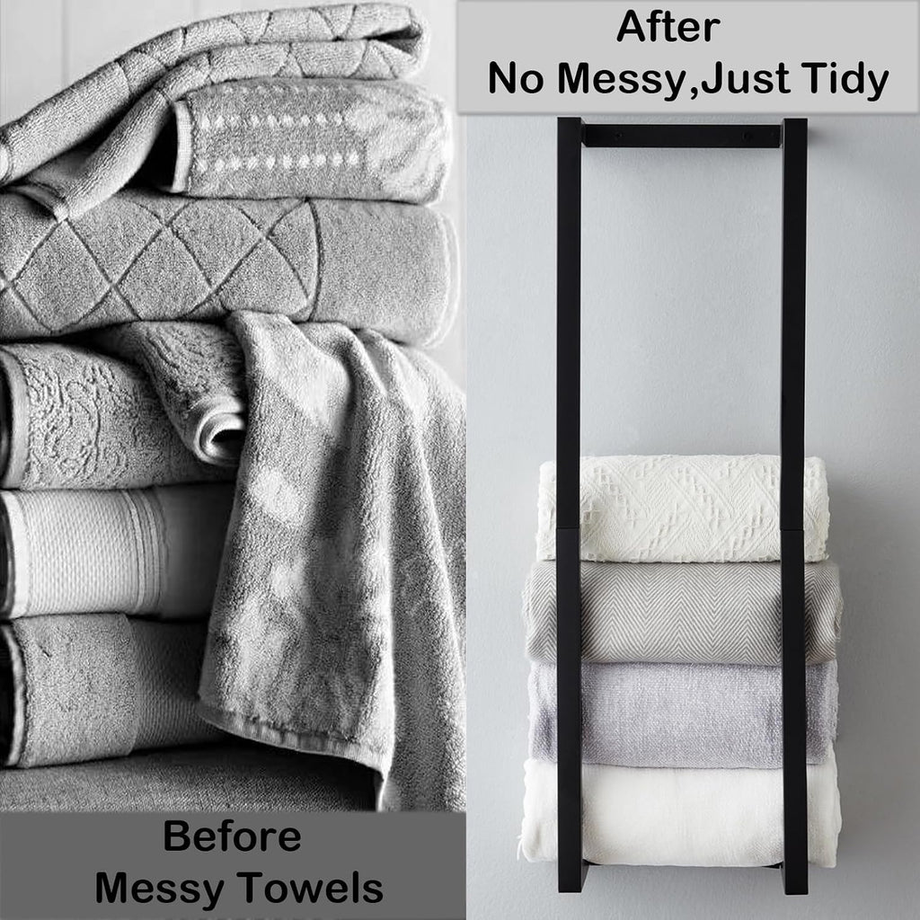 Towel Rack for Rolled Towels, Towel Rack ,Wall Mounted Metal Bathroom Organizer, Bath Towel Holder Wall for Modern