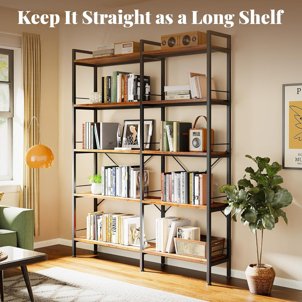 5 Tier Bookshelf, L Shaped Corner Bookshelf with 10 Open Shelves