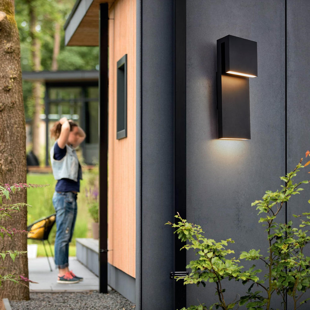 Modern LED Outdoor Wall Sconce 17W Integrated LED Outdoor Wall Mount, Anti Rust Textured Black Suit for Wet Locations