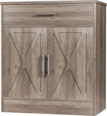 Farmhouse Storage Cabinets with Doors and Shelves,Kitchen Barn Door Storage Cabinet with Drawers,Coffee Bar Cabinet