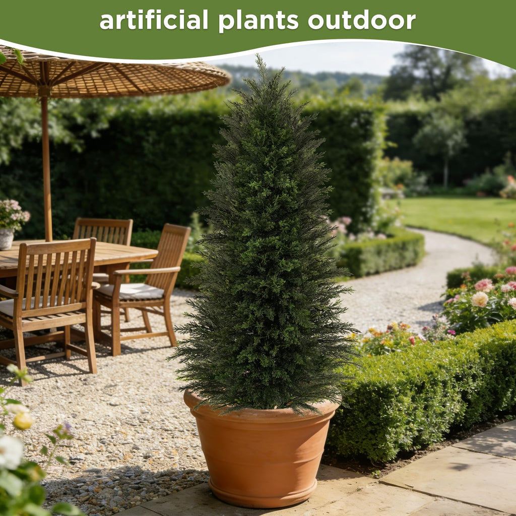 6FT Artificial Cedar Topiary Tree for Outdoor Front Porch