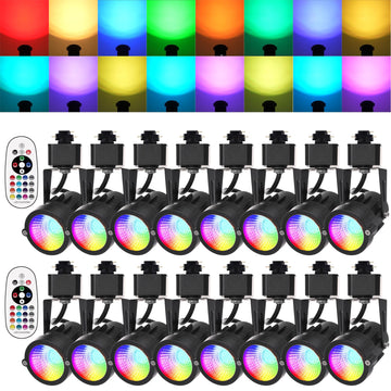 Track Lighting Heads 12W Multicolor Remote LED Track Lights Fixtures for Accent Retail Kitchen Artwork,120V Linear