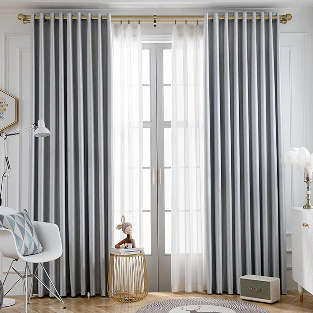 Antique Bronze Double Curtain Rods,1''Front and 5/8''Back Double Drapery Rod with Small Round Ball and