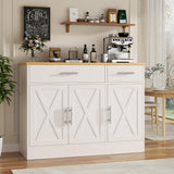 43” Sideboard Buffet Cabinet with Storage, Farmhouse Coffee Bar with Drawers and Shelves