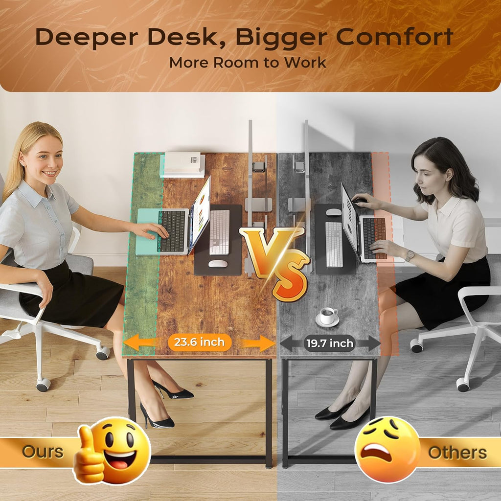47 X 24 Inch Computer Desk with Deeper Desktop, Gaming Office Writing Work Desk, Study, Bedroom, Work from Home