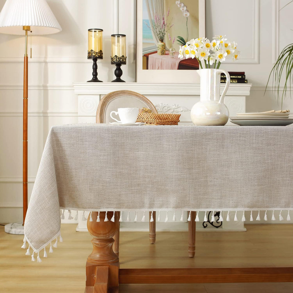 Rustic Cotton Linen Table Cloth,Tablecloths for 6 Foot Rectangle Tables,Waterproof Washable Tableclo
